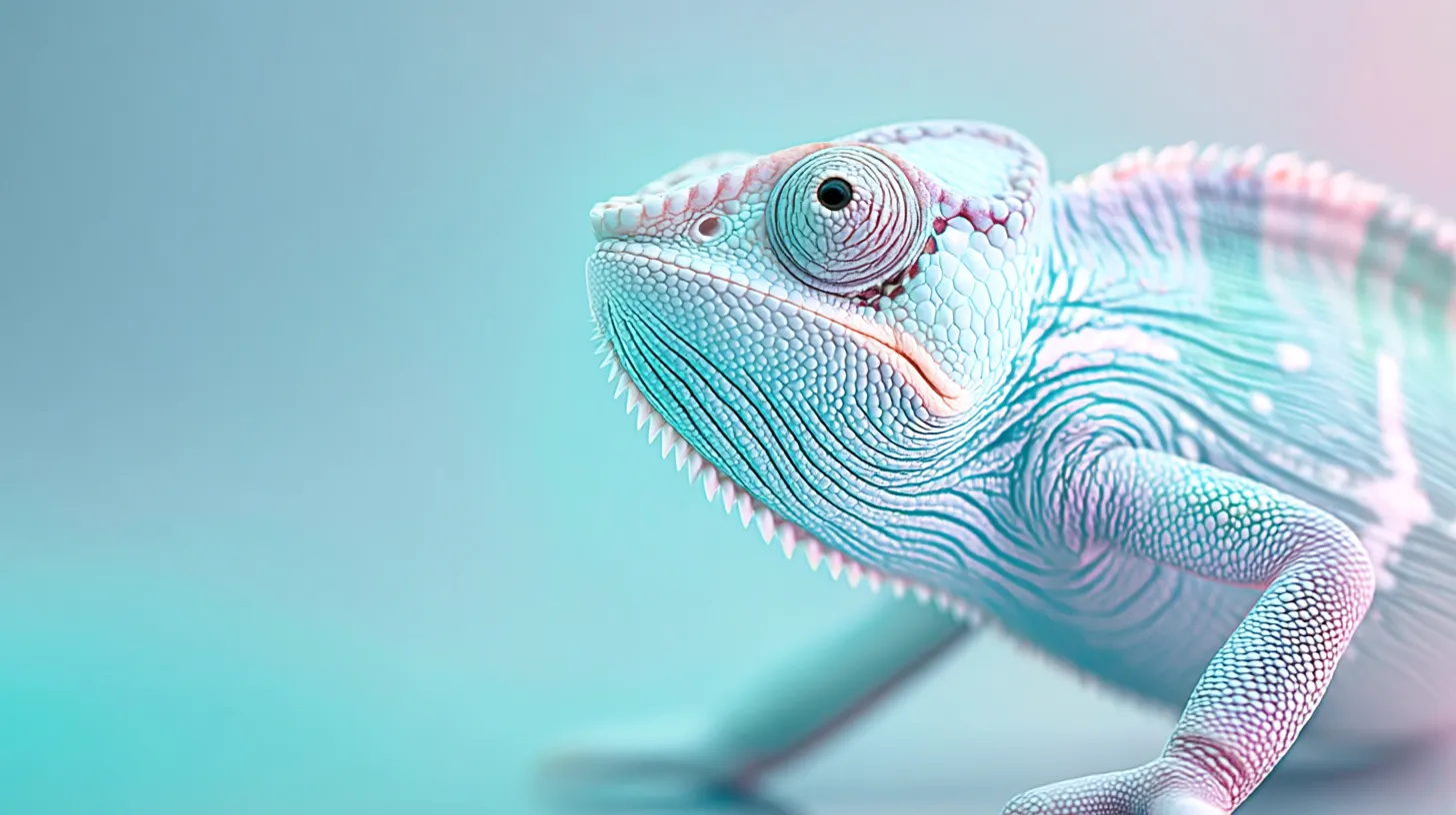 A chameleon shifting its colors to match its surroundings